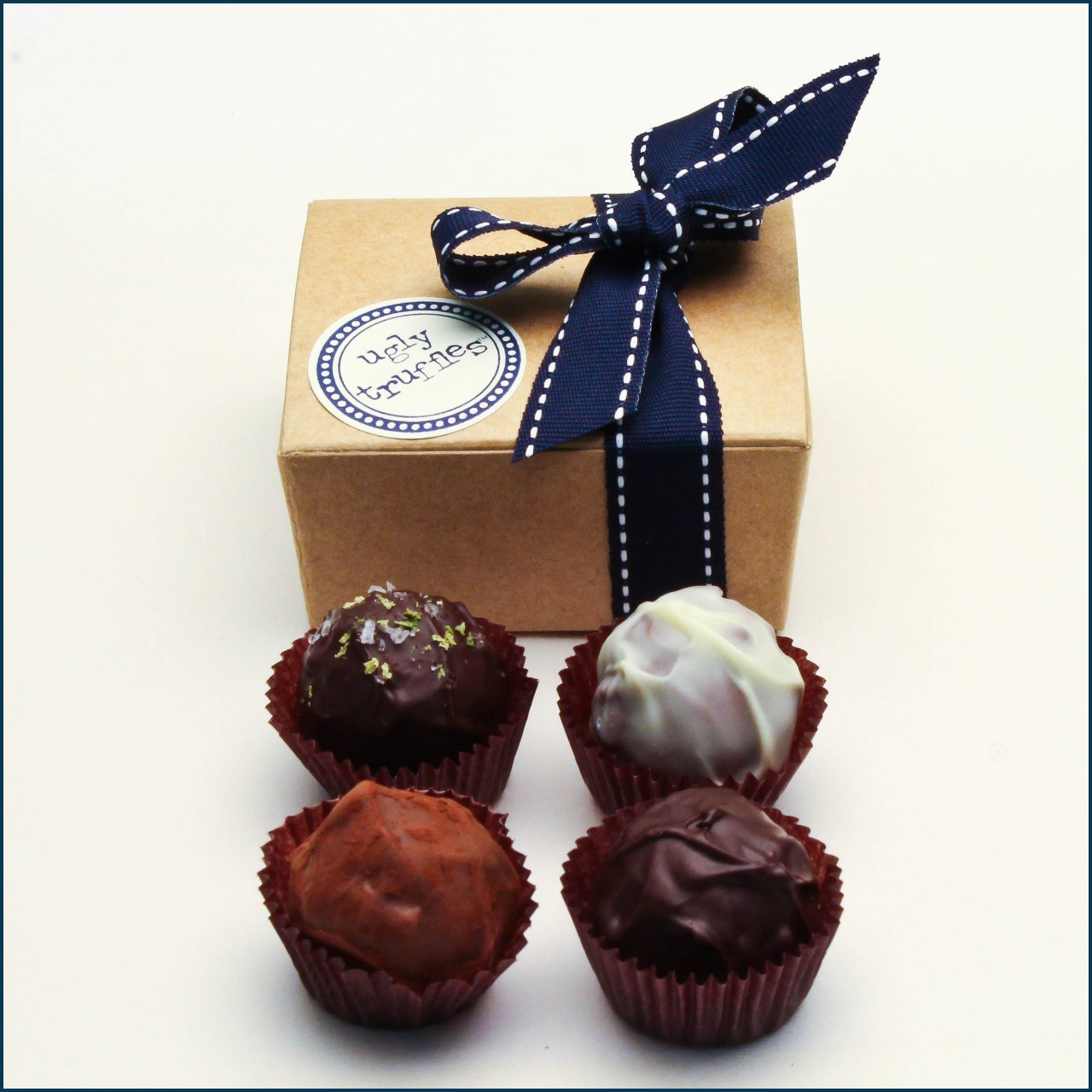 4 piece chocolate truffle 
favor box